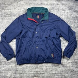 Vintage Sunice Windbreaker Jacket Navy Blue Teal Red Mens XL Full Zip Retro